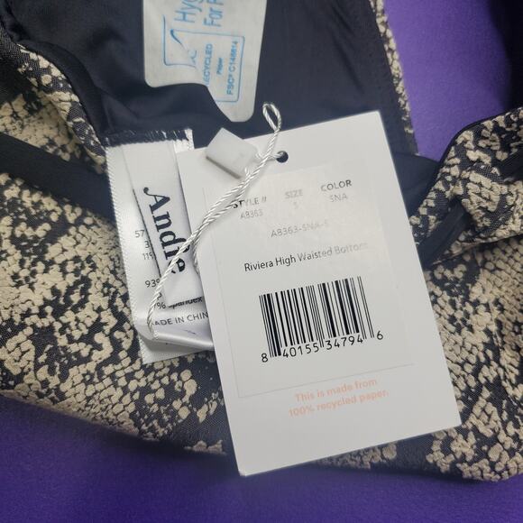 Andie The Riviera High Waisted Swim Bottom in Snake, Women's Size Small Bikini - Picture 7 of 9